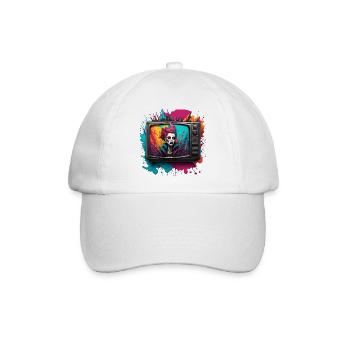 TV / Fernseher / Analog / Röhrenfernseher / Retro - Baseballkappe - Weiß/Weiß - Vorne