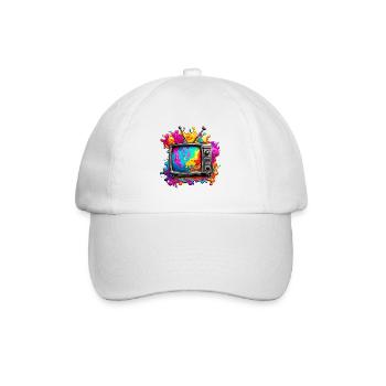 TV / Fernseher / Analog / Röhrenfernseher / Retro - Baseballkappe - Weiß/Weiß - Vorne