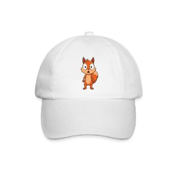 Erschrockenes Eichhörnchen mit großen Augen Karikatur - Baseballkappe - Weiß/Weiß - Vorne
