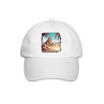 Sandburg / bauen / spielen / Schloss / Urlaub - Baseballkappe - Weiß/Weiß - Vorne