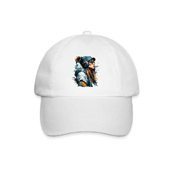 Rapperin / Hip Hop / Song / cool / Reime / Beat - Baseballkappe - Weiß/Weiß - Vorne