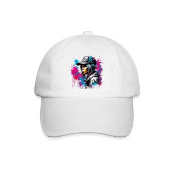 Rapperin / Hip Hop / Song / cool / Reime / Beat - Baseballkappe - Weiß/Weiß - Vorne