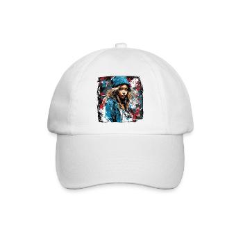 Rapperin / Hip Hop / Song / cool / Reime / Beat - Baseballkappe - Weiß/Weiß - Vorne