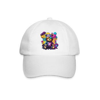Teddybär / Kuscheltier / Stofftier / Geschenkidee - Baseballkappe - Weiß/Weiß - Vorne