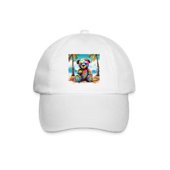 Teddybär / Kuscheltier / Stofftier / Geschenkidee - Baseballkappe - Weiß/Weiß - Vorne