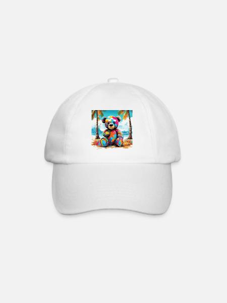 Teddybär / Kuscheltier / Stofftier / Geschenkidee - Baseballkappe - Weiß/Weiß