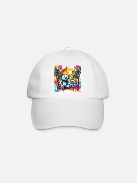 Teddybär / Kuscheltier / Stofftier / Geschenkidee - Baseballkappe - Weiß/Weiß