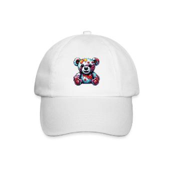 Teddybär / Kuscheltier / Stofftier / Geschenkidee - Baseballkappe - Weiß/Weiß - Vorne