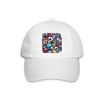 Skull / Totenkopf / Skelett / Gothic / Tattoo - Baseballkappe - Weiß/Weiß - Vorne