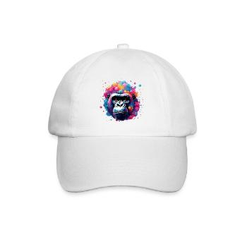 Tier in Seifenblase / kindlich / niedlich /Gorilla - Baseballkappe - Weiß/Weiß - Vorne