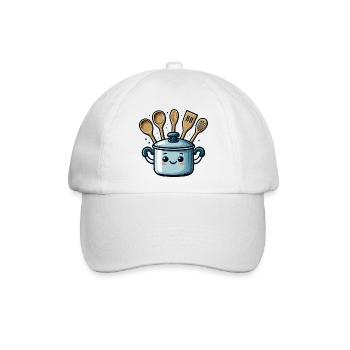 Kochtopf Topf mit Gesicht - Baseballkappe - Weiß/Weiß - Vorne