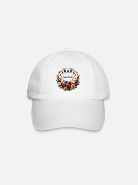 Siebenbuergen Tshirt mit floralem Design für Damen - Baseballkappe - Weiß/Weiß