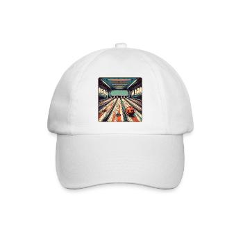 Bowling / Kegeln / Bowlingbahn / Pin / Strike - Baseballkappe - Weiß/Weiß - Vorne