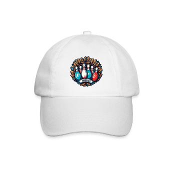 Bowling / Kegeln / Bowlingbahn / Pin / Strike - Baseballkappe - Weiß/Weiß - Vorne