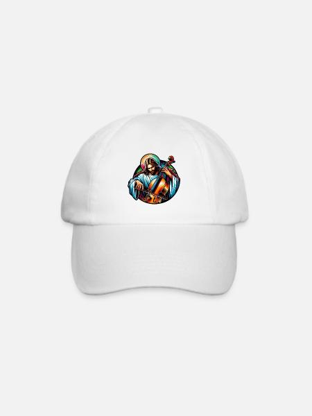 Cello Musik Jesus Christus Design - Baseballkappe - Weiß/Weiß