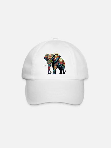 Elefant - Baseballkappe - Weiß/Weiß