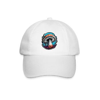 Pilz / Mushroom / Wiese / Wald / Goa / Psy - Baseballkappe - Weiß/Weiß - Vorne