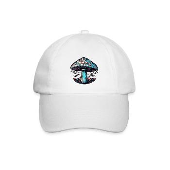 Pilz / Mushroom / Wiese / Wald / Goa / Psy - Baseballkappe - Weiß/Weiß - Vorne