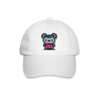 Neon Panda Cartoon Motiv - Baseballkappe - Weiß/Weiß - Vorne