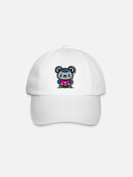 Neon Panda Cartoon Motiv - Baseballkappe - Weiß/Weiß