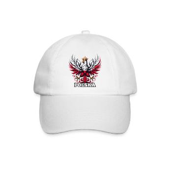 Polen Polska polnisch Flagge Fahne Geschenk - Baseballkappe - Weiß/Weiß - Vorne