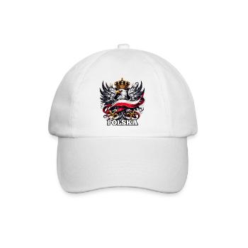Polen Polska polnisch Flagge Fahne Geschenk - Baseballkappe - Weiß/Weiß - Vorne