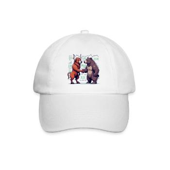 Finanzen Aktien Stier Bär Wallstreet Geschenk - Baseballkappe - Weiß/Weiß - Vorne