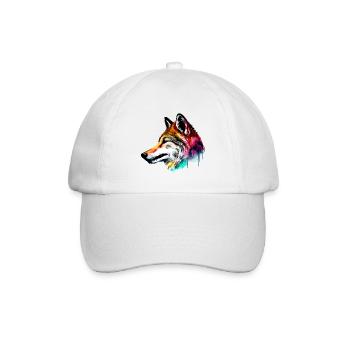 Colorfull Wolfskopf - Baseballkappe - Weiß/Weiß - Vorne