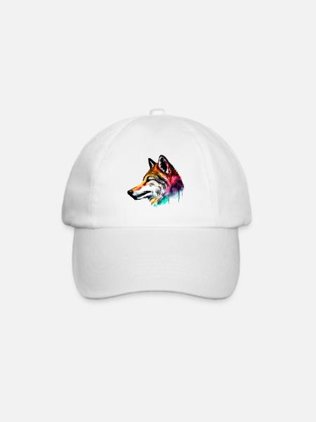 Colorfull Wolfskopf - Baseballkappe - Weiß/Weiß