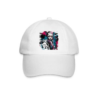 Rapperin / Hip Hop / Song / cool / Reime / Beat - Baseballkappe - Weiß/Weiß - Vorne