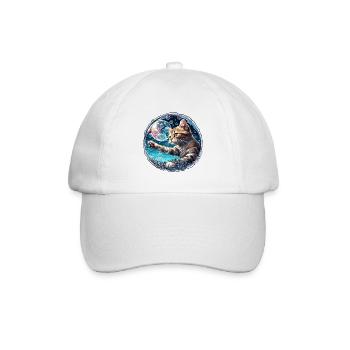 Tier in Seifenblase / kindlich / niedlich / Katze - Baseballkappe - Weiß/Weiß - Vorne
