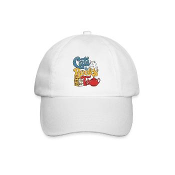 Katzen und Bücher Thema Design - Baseballkappe - Weiß/Weiß - Vorne