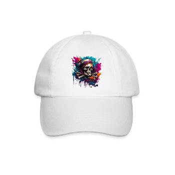 Pirat / Ahoi / Anker / Kapitän / Totenkopf / Rum - Baseballkappe - Weiß/Weiß - Vorne