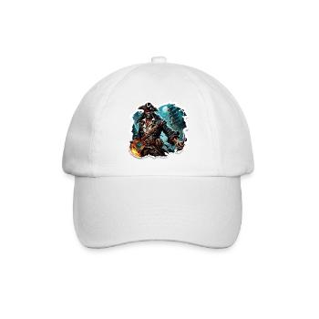 Pirat / Ahoi / Anker / Kapitän / Totenkopf / Rum - Baseballkappe - Weiß/Weiß - Vorne