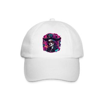 Piratin / Ahoi / Anker / Kapitän / Totenkopf / Rum - Baseballkappe - Weiß/Weiß - Vorne