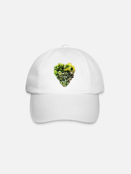 Hauswurz Herz - Sempervivum - Dachwurz - Baseballkappe - Weiß/Weiß