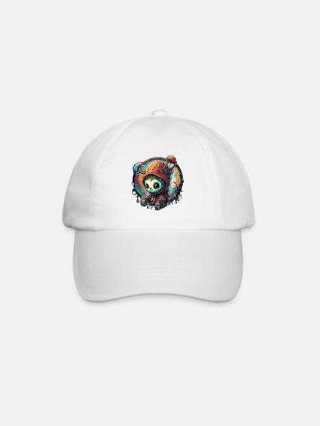 Astronaut / Weltall / Tier / Igel / Raumschiff - Baseballkappe - Weiß/Weiß