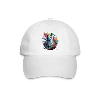 Astronaut / Weltall / Tier / Lama / Raumschiff - Baseballkappe - Weiß/Weiß - Vorne