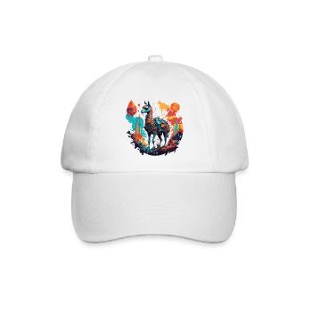 Astronaut / Weltall / Tier / Lama / Raumschiff - Baseballkappe - Weiß/Weiß - Vorne