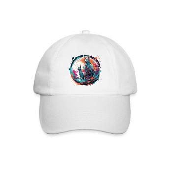 Astronaut / Weltall / Weltraum / Raumschiff / Lama - Baseballkappe - Weiß/Weiß - Vorne