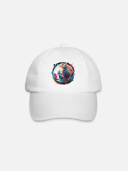 Astronaut / Weltall / Weltraum / Raumschiff / Lama - Baseballkappe - Weiß/Weiß