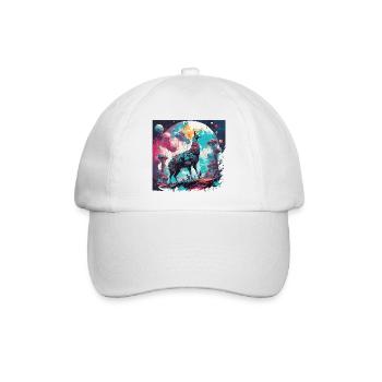 Astronaut / Weltall / Weltraum / Raumschiff / Lama - Baseballkappe - Weiß/Weiß - Vorne