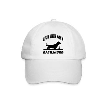 Dackel - Baseballkappe - Weiß/Weiß - Vorne