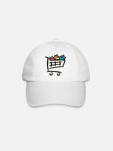 Voller Einkaufswagen Einkaufstaschen Geschenke - Baseballkappe - Weiß/Weiß