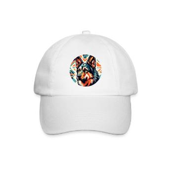 Hund / Tier / Haustier / Fellnase / Schäferhund - Baseballkappe - Weiß/Weiß - Vorne