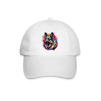 Hund / Tier / Haustier / Fellnase / Schäferhund - Baseballkappe - Weiß/Weiß - Vorne