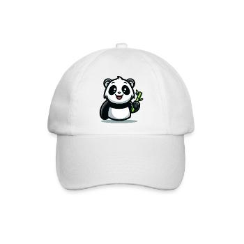 Panda-Snackzeit: Der Bambusfresser - Baseballkappe - Weiß/Weiß - Vorne
