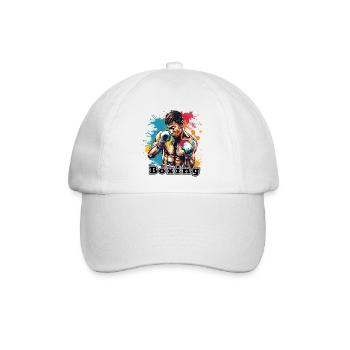 Boxer / Sport / Kampf / Arena / Boxring / Fäuste - Baseballkappe - Weiß/Weiß - Vorne