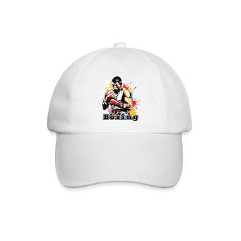 Boxer / Sport / Kampf / Arena / Boxring / Fäuste - Baseballkappe - Weiß/Weiß - Vorne