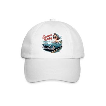 Holiday Cabrio Ride Lifestyle 1950er 1960er - Baseballkappe - Weiß/Weiß - Vorne